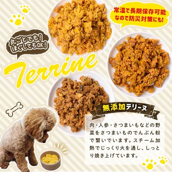 a1091-E 【6回定期便】＜保存料・着色料 不使用＞愛犬用無添加テリーヌ レトルトパック 7種セット 7袋×6回(1袋約100g・合計約4.2kg)【Nフードサービス】姶良市 牛 豚 鶏 鹿 馬 