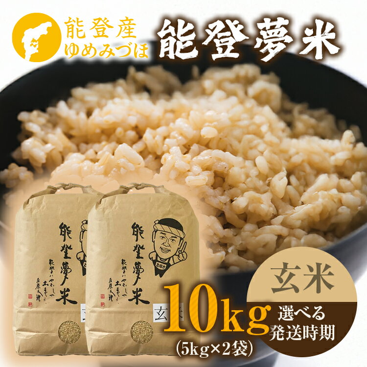 【ふるさと納税】【能登半島地震復興支援】【発送時期が選べる】【新米】令和7年度産米 能登産 ゆめみづほ玄米 10kg（5kg×2袋）｜お米 新米予約 早期予約 R7年米 ブランド米 銘柄米 玄米 訳あり 生活応援価格 ご家庭用 5kg以上 10kg 自社精米 冷蔵保存 能登 石川県 七尾市