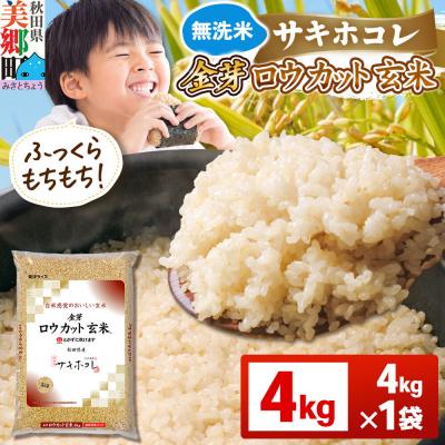 ふるさと納税 美郷町 【令和7年産 玄米】金芽ロウカット玄米 無洗米 サキホコレ 4kg|01_tyr-020401