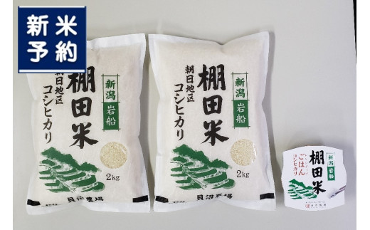【新米受付・令和7年産米】【定期便：3ヶ月連続でお届け】新潟県村上市岩船産 棚田米コシヒカリ 4kg（2kg×2袋）+パックごはん(150ｇ×1個) ×3ヶ月 1067142N