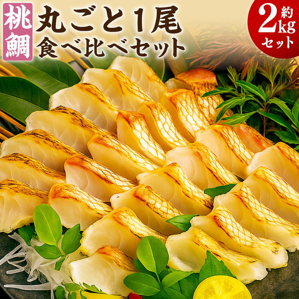 【ふるさと納税】岡山ブランド魚 桃鯛 桃鯛の丸ごと1尾食べ比べセット 桃鯛約2kgセット（炙り 背腹部（片身分）×1セット 鍋しゃぶ用切り身 背腹部（片身分）×1セット 1尾分桃鯛あら（尾頭付）×1 桃鯛から作った鯛スープ約800g×2袋） 久米南産特製ポン酢180g付 送料無料