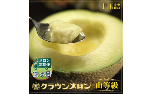 ＜毎月定期便＞クラウンメロン(山等級) 1玉 全12回【4012746】