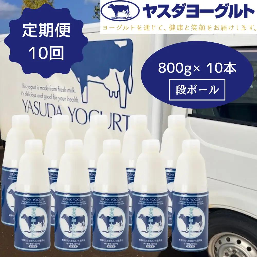 【10ヶ月定期便】ヤスダヨーグルト 800g×10本×10回 大ボトル ヨーグルト まるでスイーツ 無添加 搾りたて こだわり生乳 濃厚 飲むヨーグルト のむよーぐると 業務用 料理 シェア イベント1B92168