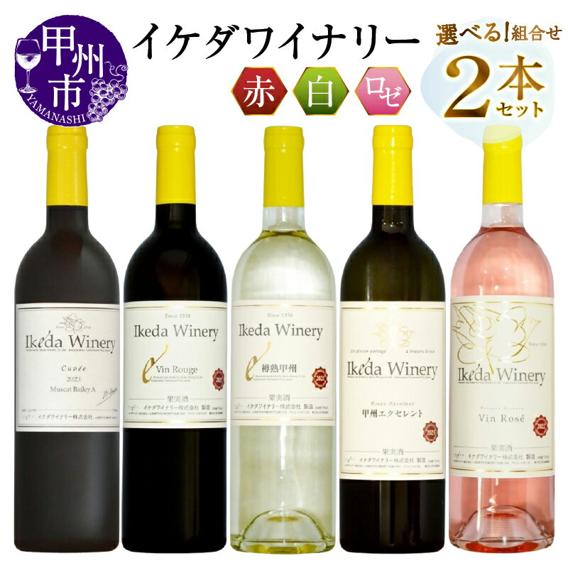 【ふるさと納税】 ワイン 白 ロゼ 赤 選べる お届け内容 組合せ 2本 セット 750ml イケダワイナリー 樽熟甲州 ヴァン・ロゼ マスカットベリーA ヴァン・ルージュ 甲州エクセレント 母の日 父の日 記念日 ギフト 贈答 プレゼント 山梨県 甲州市 （MG）