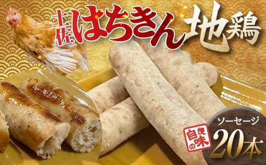 土佐はちきん地鶏ソーセージ（20本） 小分け 地鶏 ブランド あいびき肉 合い挽き肉 豚肉 鶏肉  おかず お弁当 おつまみ ソーセージ 肉 食品 高知県 大川村 F6R-148