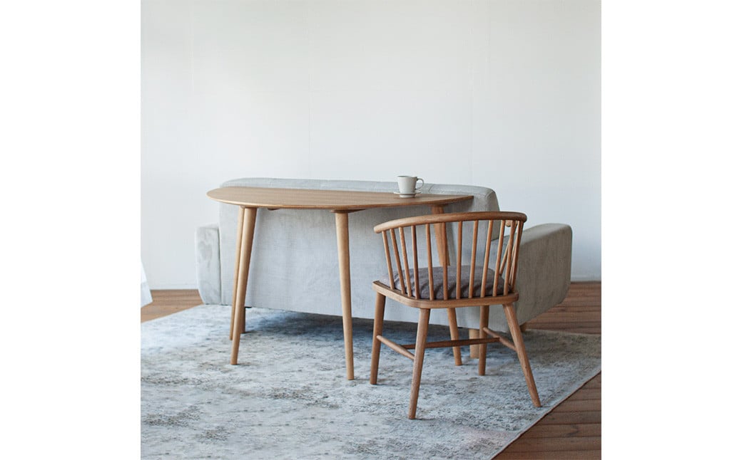 オーク材のハーフラウンドダイニング【120cm】 天然突板 家具 ダイニング 食卓 テーブル 机 福岡県 柳川市