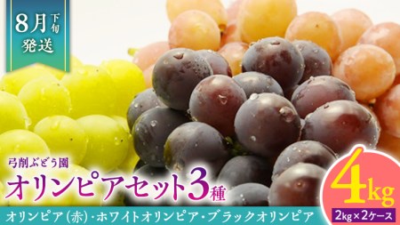 【2025年8月下旬より発送開始】 幻のぶどう オリンピア 3種 Bセット 合計約4kg（約2kg×2ケース） ぶどう ブドウ 幻のぶどう オリンピア ホワイトオリンピア ブラックオリンピア セット フルーツ 果物 産地直送 茨城県 桜川市 [AC004sa]