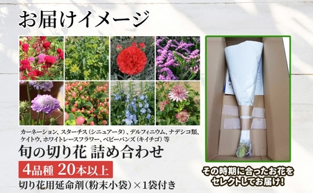 ＜2026年9月～11月まで3ヵ月連続お届け＞北海道 花 詰め合わせ 4品種 20本以上 切り花 切花 花束 ブーケ 季節 旬 生花 フラワー アレンジメント 記念日 産地直送 