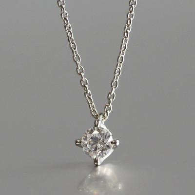 ふるさと納税 大津市 プラチナ900【0.2ct ラボダイヤモンドネックレス】4本たてづめ 未来の輝き 一粒ペンダント |  | 01