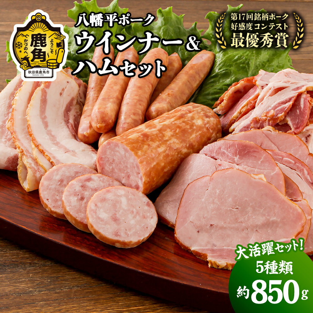 【ふるさと納税】八幡平ポーク ウインナー & ハムセット 合計 850g 5種類 詰め合わせ 豚肉 小分け 粗挽 ウインナー ハム サラミ ベーコン セット お取り寄せ 国産豚肉 お歳暮 父の日 鹿角市 かづの 秋田県 送料無料【八幡平養豚組合】