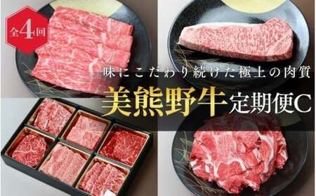 【4回定期便C】牛肉 美熊野牛 牛肉定期便【okad-tkb0021】