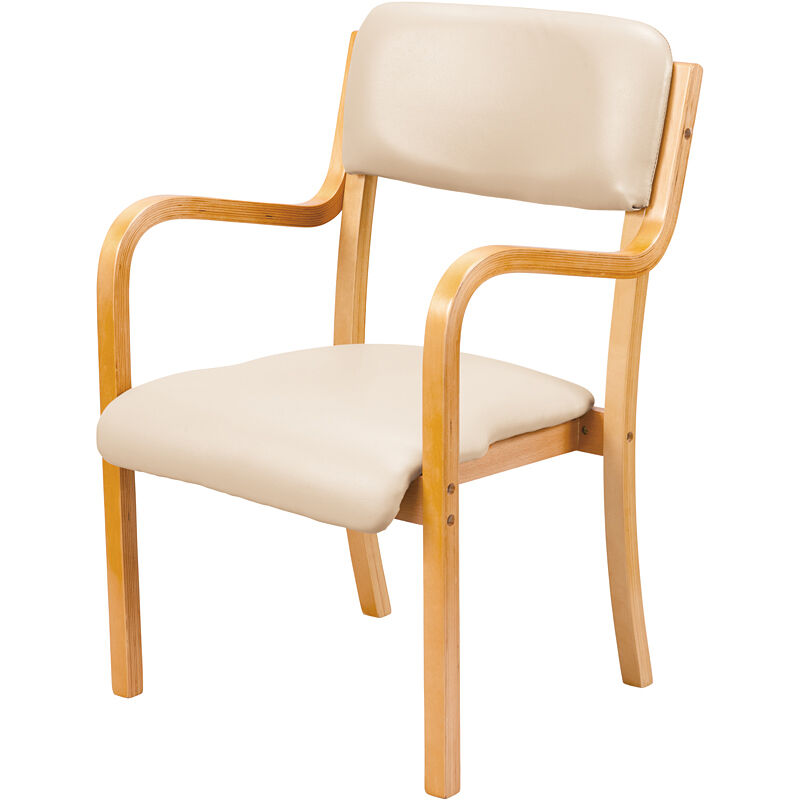 スタッキングチェアー（木製）3脚セットUFC4-NAIV（4.ナチュラル×アイボリー） スタッキング 椅子 収納 家具 愛西市 / タック株式会社 [AEAH027-4]