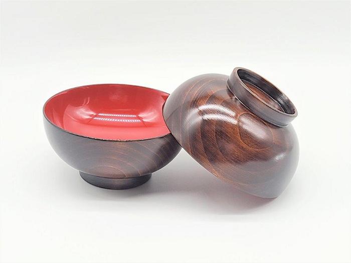 B5-5801　川連漆器　木目汁椀　ペア