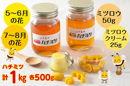 【自然のまま】富津産ハチミツ500g×2本（計1kg）＋ミツロウ＆ミツロウクリーム