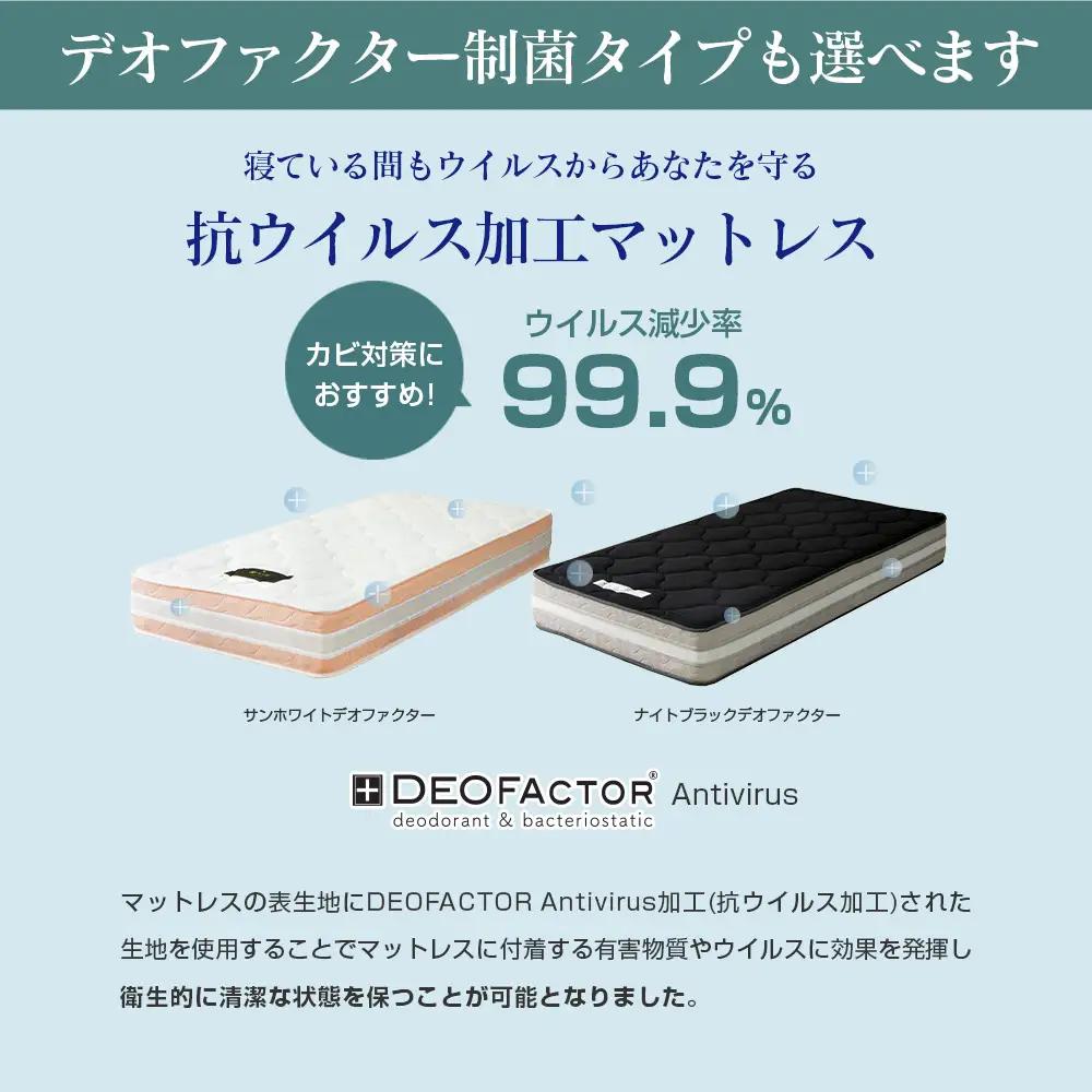 マットレス クイーン 咲夜レアル 抗ウイルス加工 衛生タイプ 源ベッド ポケットコイル 6.7インチ 選べる3種の寝心地 デオファクター deofactor 圧縮梱包 制菌加工 抗かび加工 両面仕様_