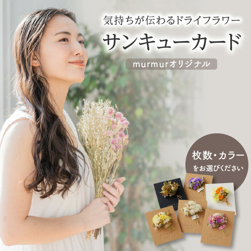 【ふるさと納税】 気持ちが伝わるドライフラワー　サンキューカード 選べるカラー（ピンク・ホワイト・イエロー・おまかせ）選べる枚数（1〜5枚） 《レビューキャンペーン》
