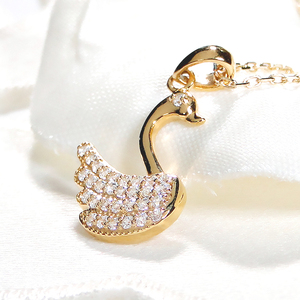 ネックレス K18YG イエローゴールド ダイヤモンド 0.15ct 白鳥 （小）スワン アニマル 動物 モチーフ ペンダント レディース 18金 ジュエリー【f213-k18yg】 ALPAZ128