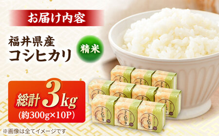 【令和5年産】真空パック 福井県産こしひかり 300g(約2合) × 10パック 計3kg[A-017040]