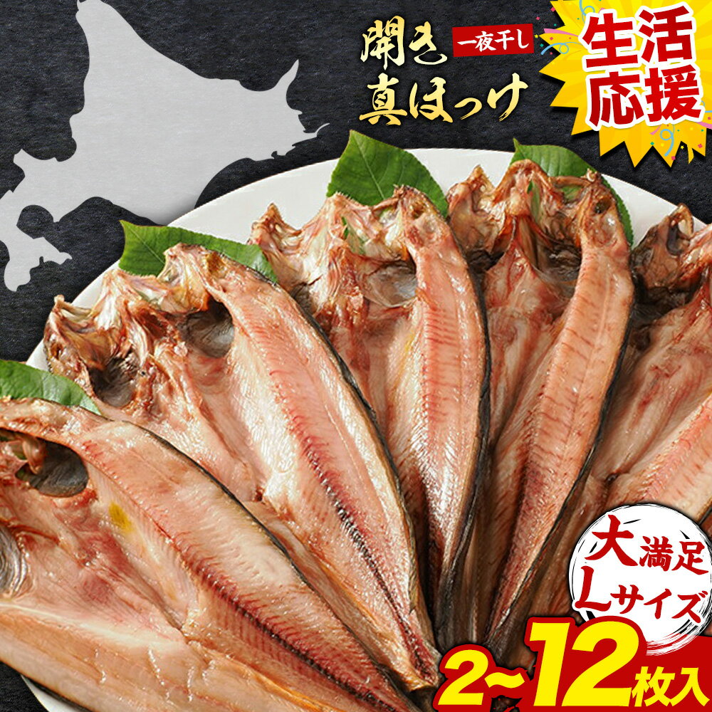 【ふるさと納税】北海道産 真ほっけ開き 一夜干し 2枚 4枚 6枚 12枚セット 肉厚 脂のり抜群 特大サイズ 手づくり 国産 浦幌町厚内 焼き魚 干物 冷凍 送料無料 山本商店