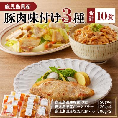 ふるさと納税 鹿児島市 【ナンチクファクトリー】鹿児島県産豚肉味付け3種(10食)　K073-010_01