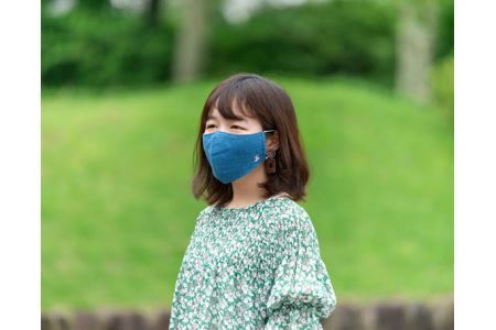 備後絣　うす紺　立体美マスク　レギュラー　女性サイズ　2枚組 No.347