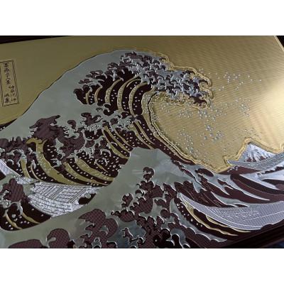 ふるさと納税 魚沼市 Metal Artwork  金属絵画「冨嶽三十六景 神奈川沖浪裏」ブラウン+シャンパンゴールド |  | 02