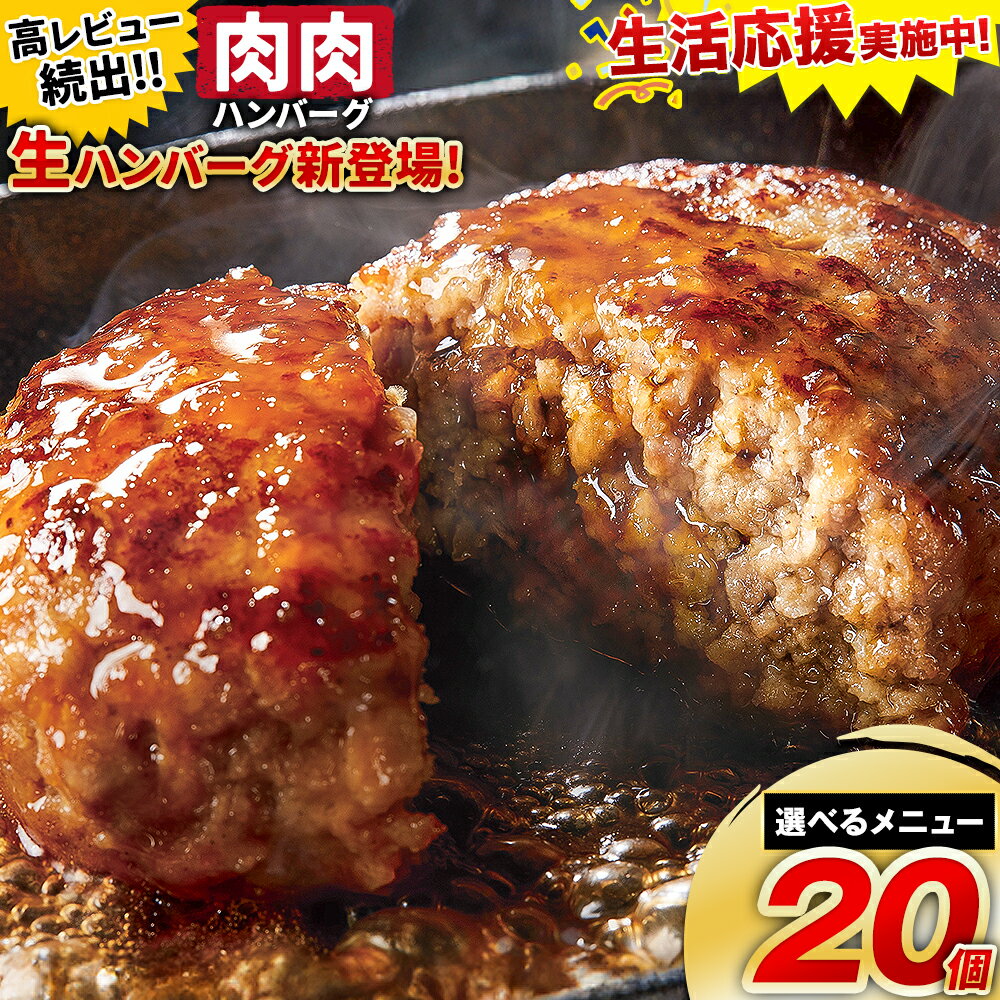 【ふるさと納税】ハンバーグ 鉄板焼き 肉肉ハンバーグ 選べるソース デミグラスソース ジャポネソース 食べ比べ 20個 3《出荷時期をお選びください》熊本県 国産 牛肉 豚肉 鶏肉 ハンバーグ 専門店監修 小分け デミ ジャポネ 肉