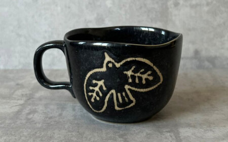 【瀬戸焼】 TORI to HA コーヒーカップ 2個 (黒結晶) 【カネ三商店】 / 食器 マグカップ ティーカップ ギフト / 瀬戸市[BBDD058]