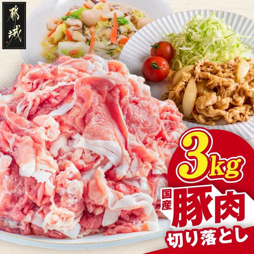 国産豚肉切り落とし3kg(250g×12P)〔11-89-008-3kg〕_(都城市) 