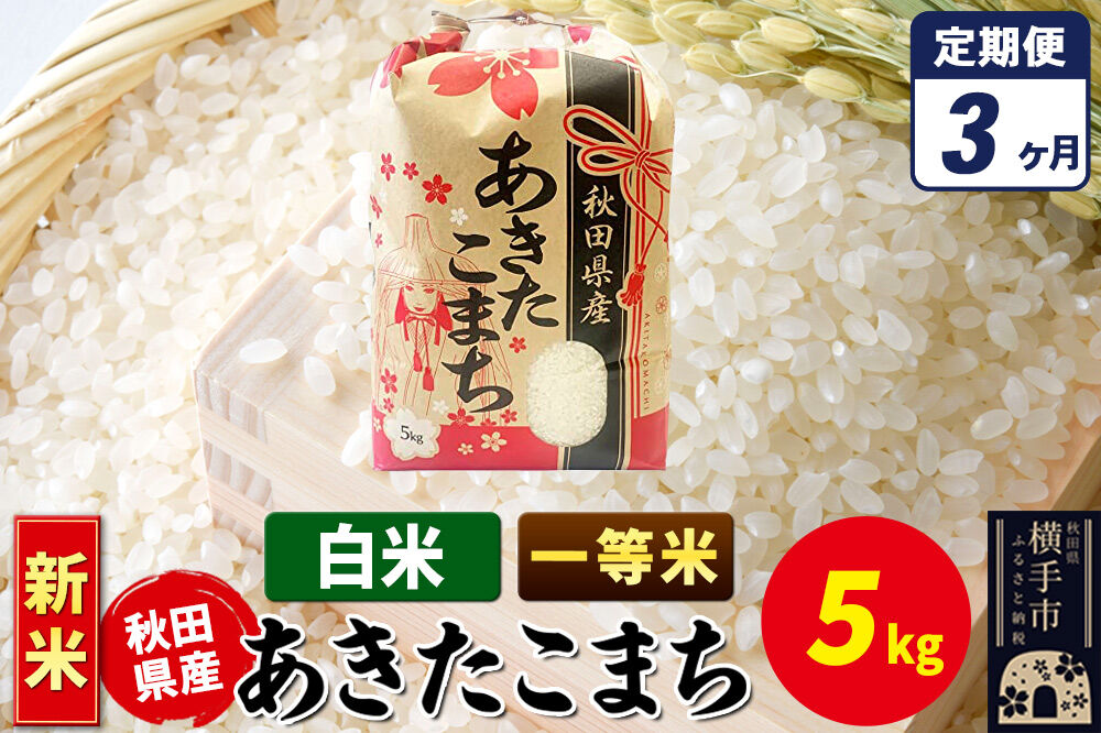 《新米》《定期便3ヶ月》あきたこまち 一等米 5kg×1袋【白米】秋田県産 こまちライン [新米 こまちライン あきたこまち ブランド米 お米 白米 精米 米どころ 秋田 秋田県産]