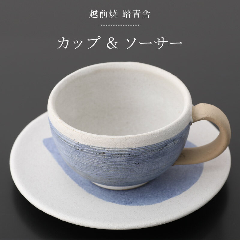 【ふるさと納税】【越前焼】マグカップ・プレート 2点 セット 踏青舎【コップ スープマグ 食器 マット ホワイト ブルー ギフト うつわ 電子レンジ 食洗器 SDGs 送料無料 工芸品 伝統工芸士 】