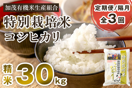 【令和7年産】【定期便3回隔月お届け】新潟県加茂市産 特別栽培米コシヒカリ 精米30kg（5kg×6）《順次出荷》 白米 従来品種コシヒカリ （株）ライスグローワーズ