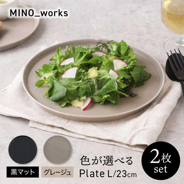 【ふるさと納税】【美濃焼】 色が選べる MINO_works プレートL 23cm 2点セット 【EAST table】 プレート 器 モダン[MBS118]