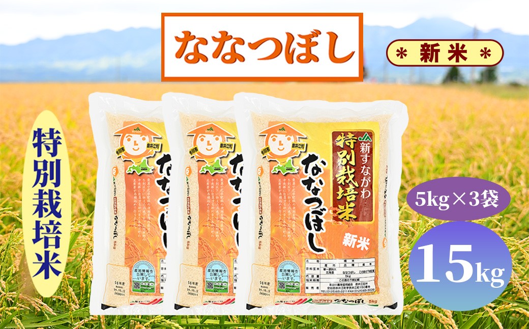 
            北海道奈井江町　特別栽培米　ななつぼし　15kg
          