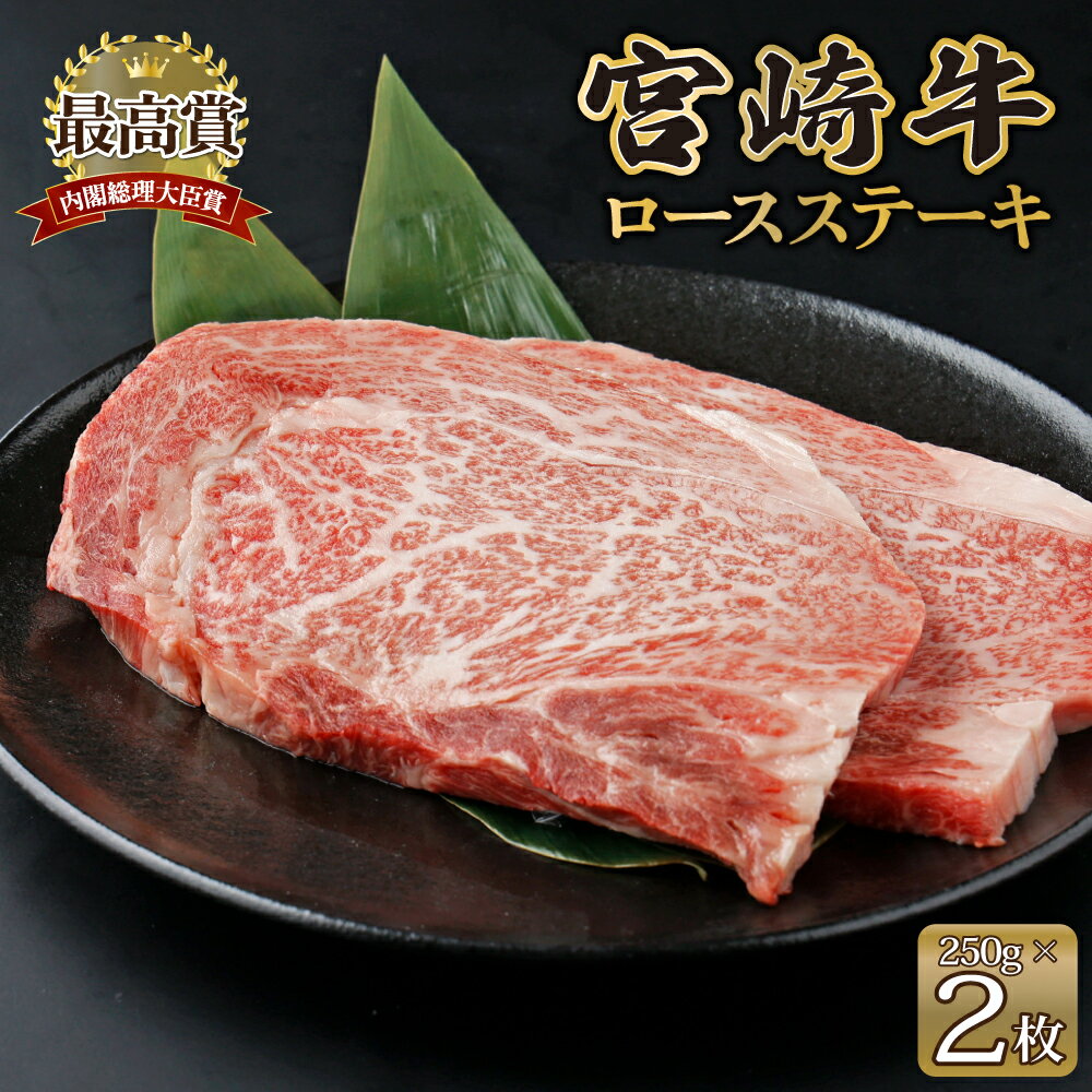 【ふるさと納税】宮崎牛ロースステーキセット 計500g (250g×2)【KU309】内閣総理大臣賞 和牛 霜降り肉 肩ロース 焼肉 きめ細やか 柔らかい 最高級 コクと旨み 大きな