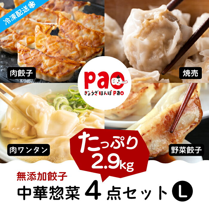 【ふるさと納税】paoの無添加中華惣菜セットL(合計2.9kg) お惣菜 中華料理 ギョーザ シューマイ ぎょうざ しゅうまい 肉餃子 野菜餃子 焼売 ワンタン 夕飯 一品料理 おかず 詰め合わせ 058002