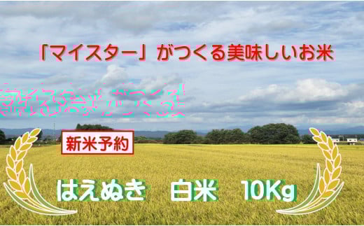マイスターがつくる　はえぬき　白米　10kg　（飯豊町産）【新米予約】