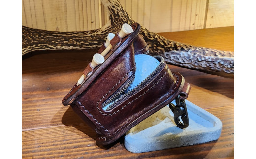 ゴルフボールケース　3個入り（ブラウン）【本革 牛革 ゴルフ ゴルフボール ゴルフ用品 ゴルフボールケース ケース おしゃれ オリジナル レザー職人 手縫い フウネレザーファクトリー】 [BFAJ09