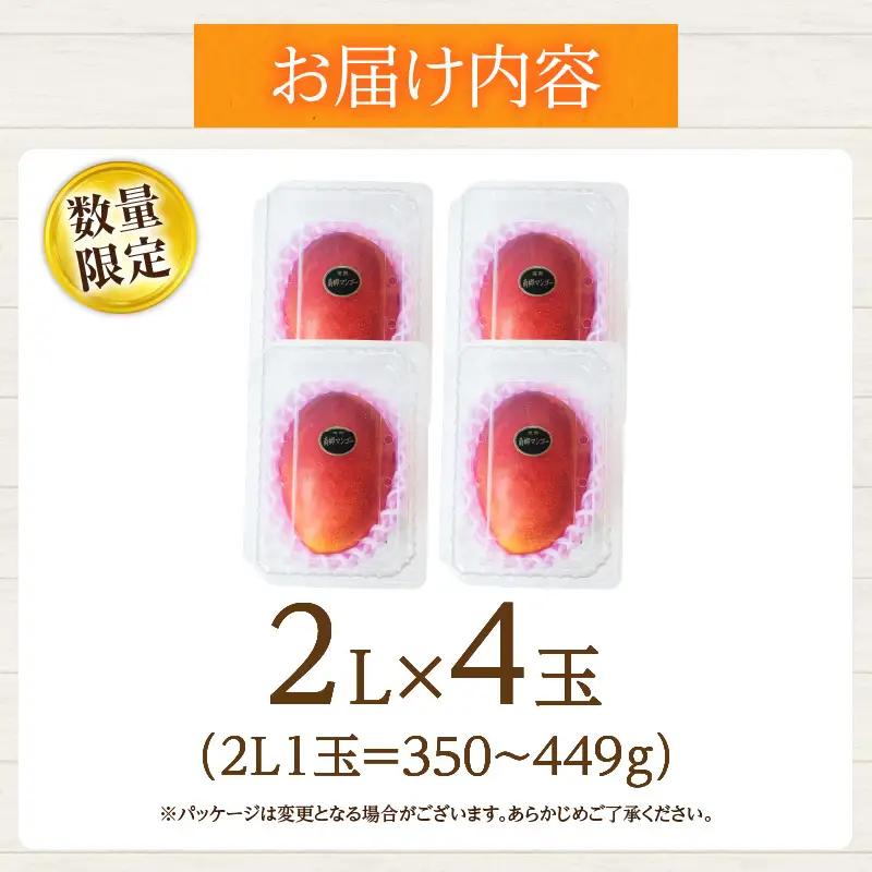 リピーター続出!!宮崎県産 完熟 マンゴー 2L以上×4玉 令和8年発送分 数量限定 フルーツ 果物 果汁 希少 濃厚 ジューシー 贅沢 上質 ご褒美 人気 国産 食品 おやつ デザート 産地直送 お