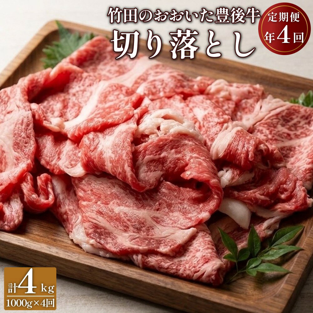 【ふるさと納税】【定期便】おおいた豊後牛 切り落とし 1000g×4ヶ月 計4kg