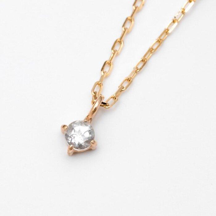 【ふるさと納税】K10イエローゴールド 天然石ネックレス【4月誕生石クォーツ】上品な華奢見えサイズ 長さ40cm　K10-05-04