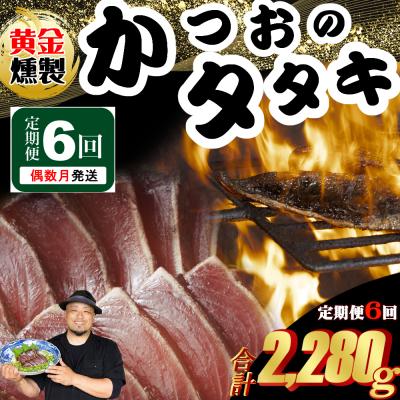 ふるさと納税 室戸市 《 黄金燻製》 【6回定期便】 かつおのたたき 380g以上(海洋深層水の塩付き)(大きめ1節)