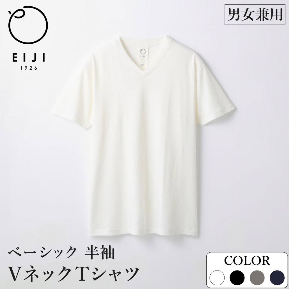 【ふるさと納税】＜選べるカラー＞EIJI T-SHIRT Vネック ホワイト／ブラック／ネイビー／ヘザーグレイ SM17 Tシャツ 日本製 オーガニックコットン アルティメイトピマ100%使用 コットン 綿100％ 紺 服 トップス 衣料 アパレル 国産 大阪府 阪南市 送料無料