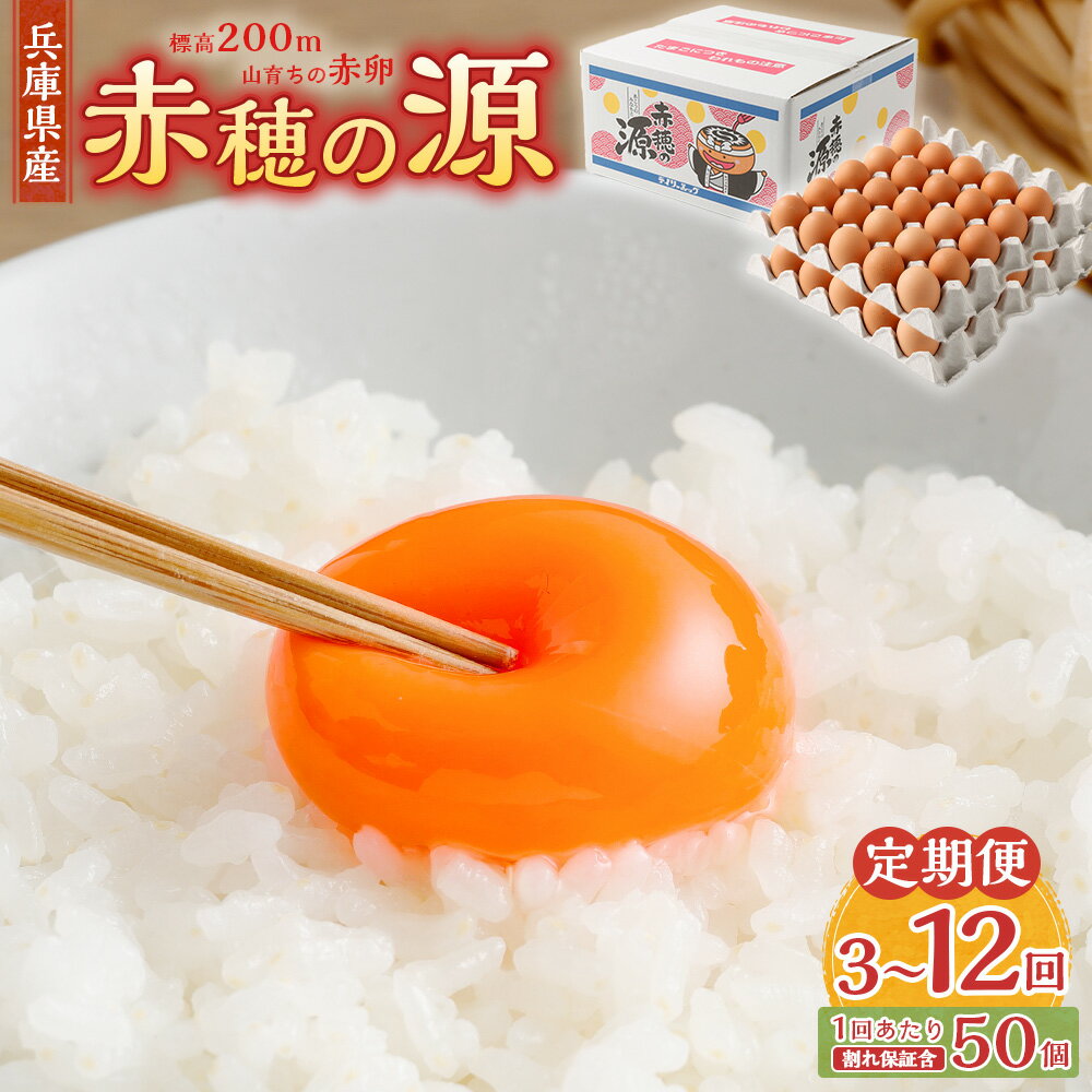 【ふるさと納税】赤穂の源50個 40個+割れ保証10個 （25×2パック） ＜選べる定期便＞ 3ヶ月 / 6ヶ月 / 12ヶ月 鶏卵 卵 たまご 生卵 卵料理 料理 オムレツ 卵かけご飯 卵焼き 朝ごはん ご飯 ご褒美 食事 お取り寄せ 割れ保証 定期便 冷蔵 兵庫県 赤穂市 送料無料
