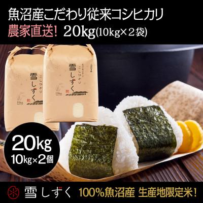 ふるさと納税 十日町市 魚沼産コシヒカリ 雪しずく【農家直送!】 精米10kg×2袋
