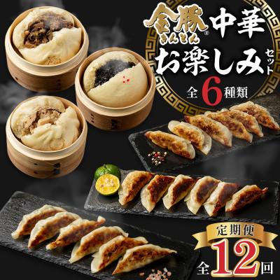 ふるさと納税 宮崎市 【毎月定期便】金豚中華お楽しみセット(宮崎牛すき焼き・豚・黒ゴマ、香港、しそ、にら　各1)全12回