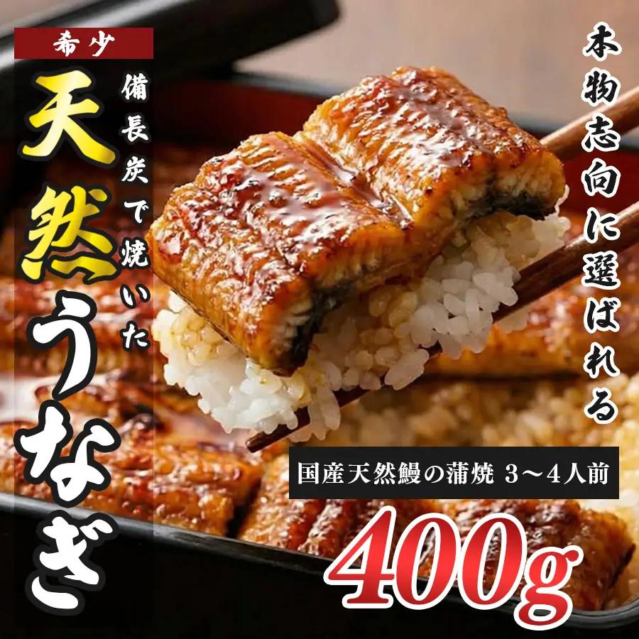 希少 天然 鰻 蒲焼 約3-4人前 400g 国産 四万十川 うなぎ ウナギ  蒲焼き ウナギ蒲焼 鰻蒲焼 うな重 備長炭 炭火 炭火焼き 冷凍 湯せん 小分け 贈答 お取り寄せ ギフトご褒美 簡単 土用の丑の日 高知県 大月町