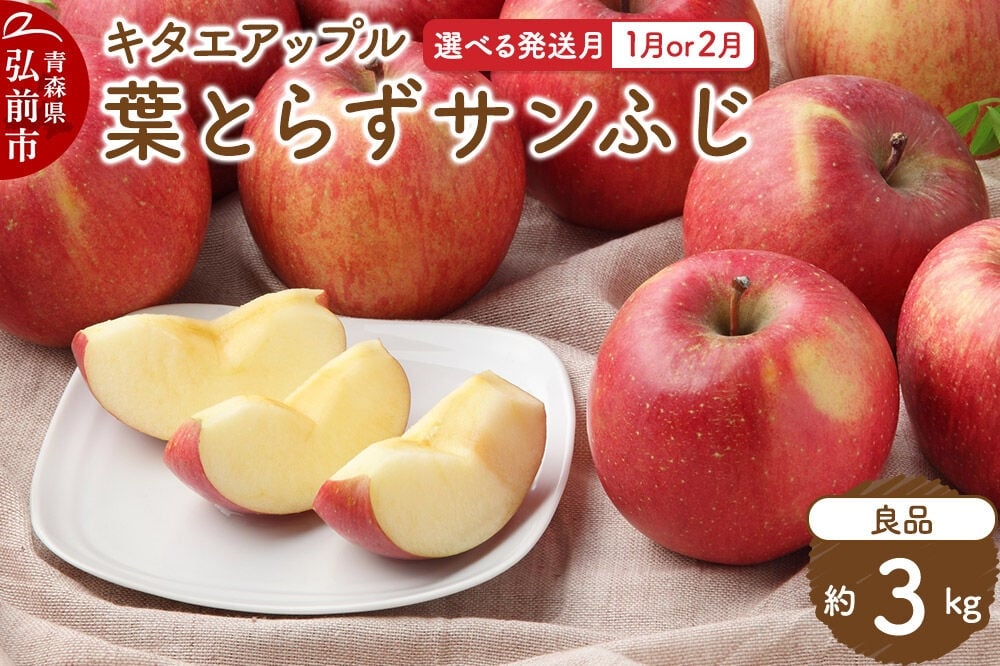 
                  【寄附金額見直しました】りんご【選べる発送月 26年1月／2月】葉取らずサンふじ［良品］約3kg キタエアップル [りんご リンゴ 林檎 葉とらず サンふじ 青森 弘前 3kg]
                