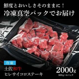 TKA221　天下味 エイジング工法 熟成肉 土佐和牛 特選ヒレ 牛 サイコロステーキ 500g×4 合計2kg エイジングビーフ ヒレ フィレ 国産 肉 牛肉 和牛 人気老舗焼肉店 冷凍 新鮮 真空