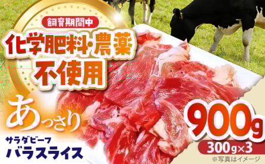 【11月以降順次発送】 サラダビーフ バラ スライス 300g×3パック《足寄町》【ありがとう牧場】牛肉 ビーフ 肉 ミート 牛 焼肉 牛丼 カレー BBQ 北海道 [BEAH006]